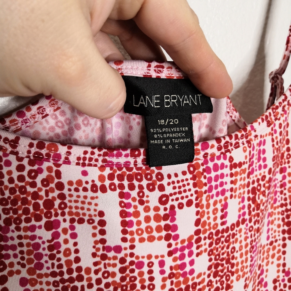 *Lane Bryant Dot Print Adjustable Strap Tank Top Stretch Plus Size Camisole - Picture 2 of 6